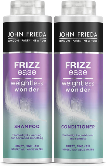 John Frieda Frizz Ease Weightless Wonder Shampoo And Conditioner Duo Pack 2 X 500Ml, Lightweight Shampoo And Conditioner For Frizzy Hair, Anti-Frizz Haircare Bundle