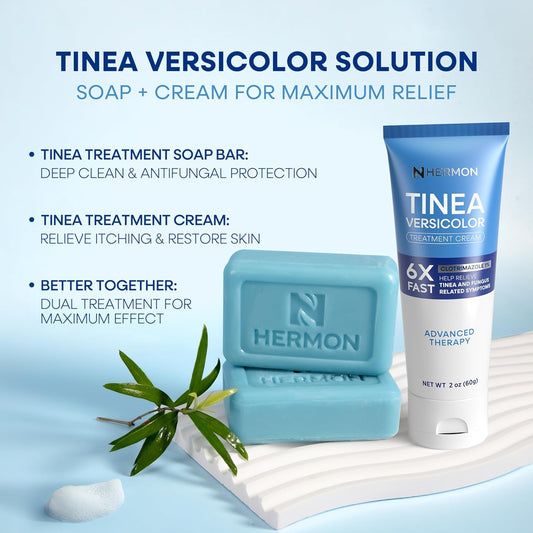 Tinea Versicolor Treatment Cream & Soap: Multi-Functional Clinically Proven Cream For Athlete'S Foot,Tinea Versicolor, Jock Itch, Ringworm - Fact Action, Soothes, Cleanses, And Restores Skin Health