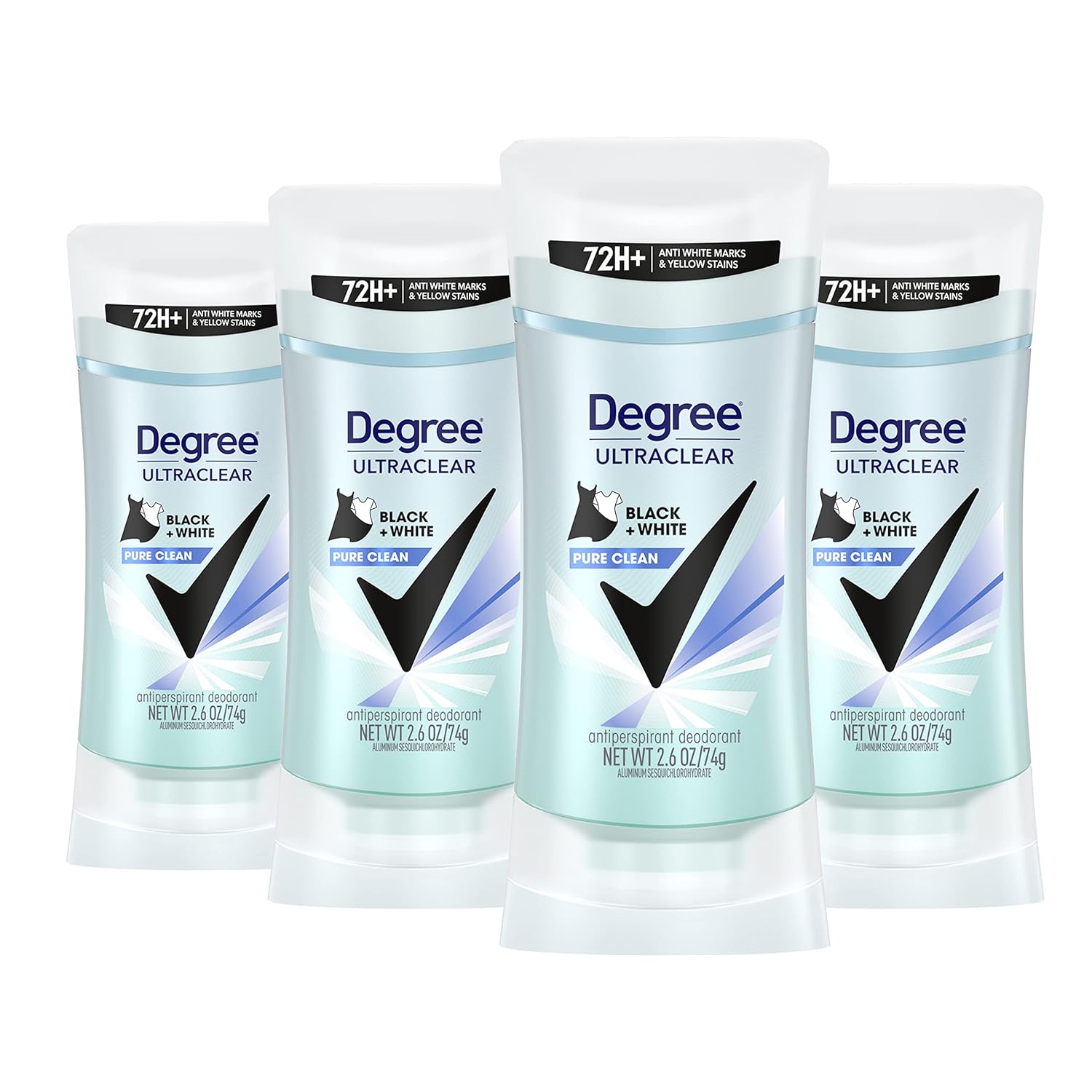 Degree Antiperspirant For Women Protects From Deodorant Stains Pure Clean Deodorant For Women 2.6 Ounce (Pack Of 4)