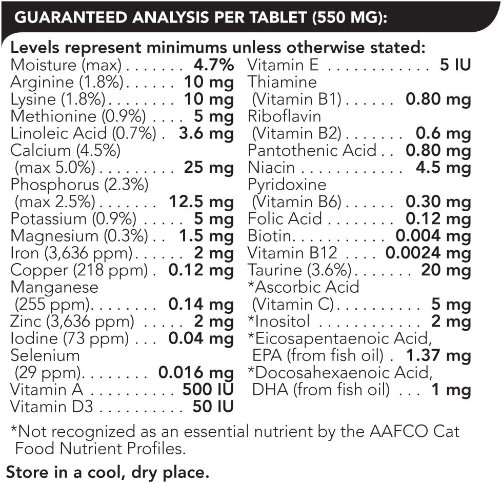 VetriScience Nu Cat Senior Multivitamin for Cats – All-in-One Senior Cat Multivitamin Supplement, Tablets with 25+ Key Vitamins, Lysine and Taurine, Vitamins for Senior Cats : Pet Supplies