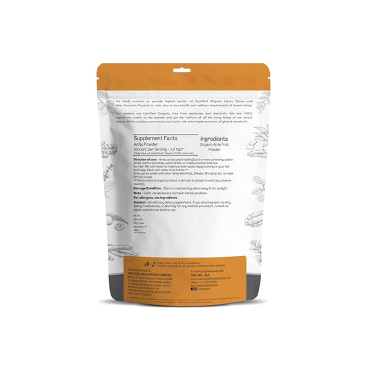Just Jaivik 100% Organic Amla Powder - Certified Organic By Onecert Asia, 227 Gms / 1/2 Lb Pound / 08 Oz - Indian Gooseberry - Emblica Officinalis - (An Usda Organic Certified Herb)
