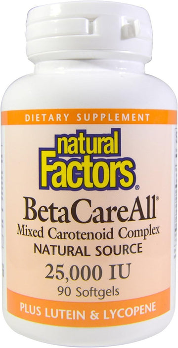 Natural Factors, Betacareall 25,000 Iu, Vitamin A For Healthy Skin, Vision And Immune Function, 90 Softgels
