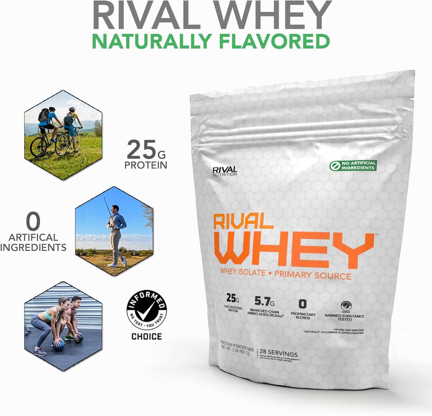 Naturally Flavored Rival Whey - Honey Nut Vanilla 2lb : Health & Household