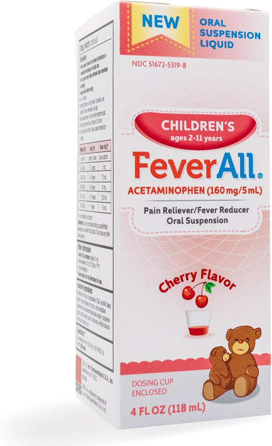 Feverall Liquid Oral Children Fever Reducer/Pain Reliever (8 Oz., Cherry)