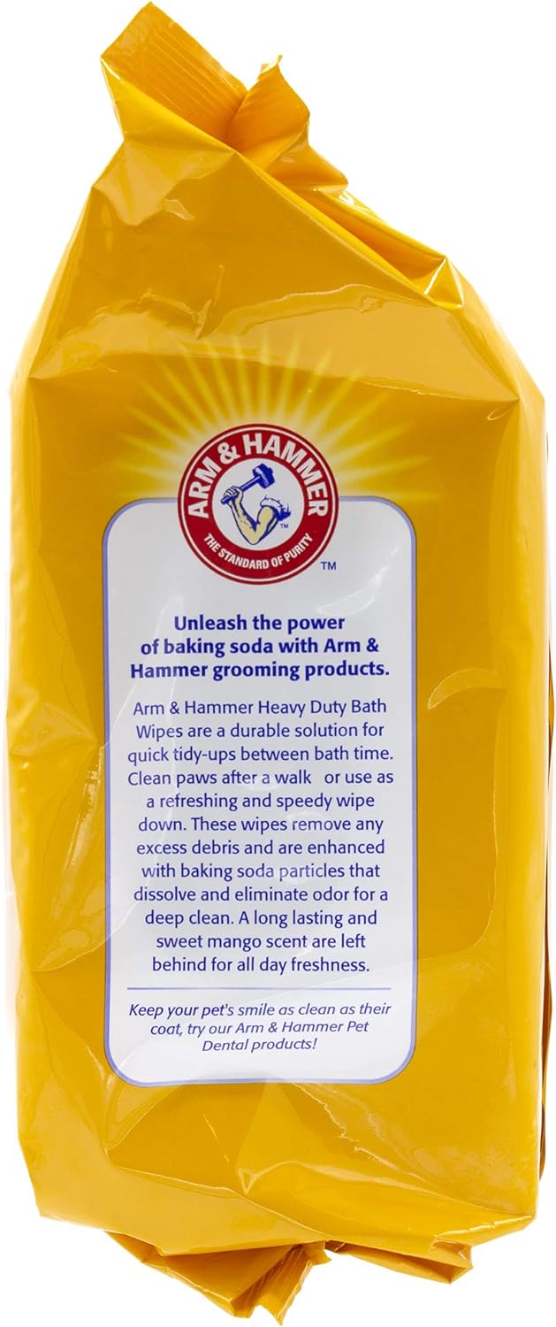 Arm & Hammer for Pets Heavy Duty Multipurpose Bath Wipes for Dogs | All Purpose Dog Wipes Remove Smell & Refresh Skin for Pets| Fruity Mango, Hundred Count - 3 Pack of Pet Wipes