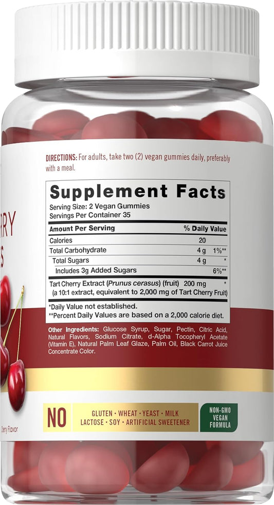 Carlyle Tart Cherry Gummies | 2000Mg | 70 Count | Cherry Flavor | Vegan, Non-Gmo, And Gluten Free Formula