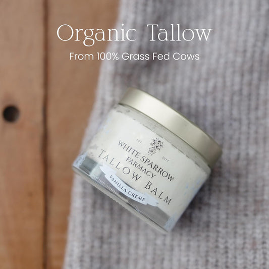 Organic Grass Fed Tallow Balm - (Vanilla Crème) Organic Tallow From Grass Fed Cows & All Organic Ingredients. For Face And Body. (2.0 Oz)…