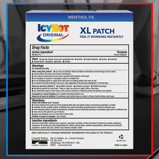 Icy Hot Medicated Patch XL 3-Count (Pack of 2) Extra Strength Pain Relief Patch for Back and Large Areas