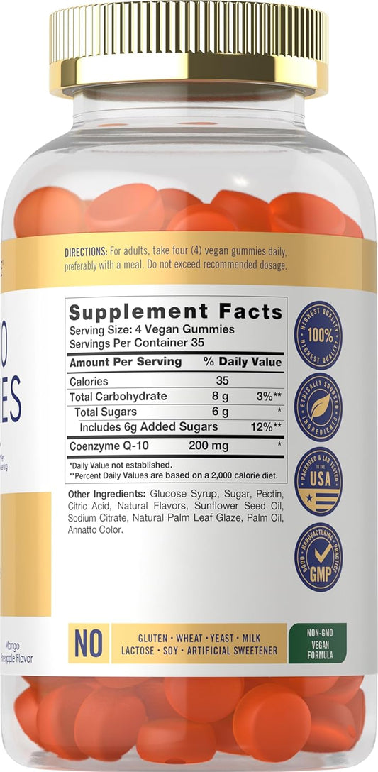 Carlyle Coq10 Gummies 200 Mg | 140 Count | Mango Pineapple Flavor | Vegan, Non-Gmo, Gluten Free