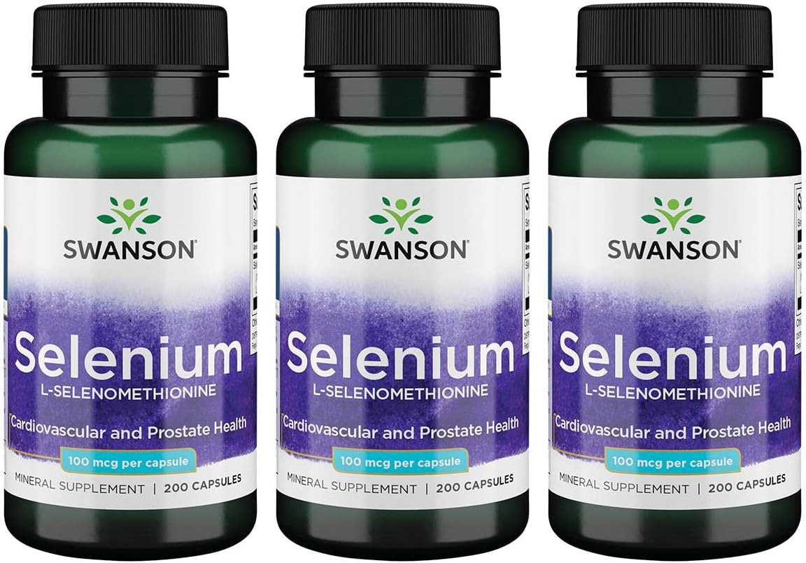 Swanson Selenium (L-Selenomethionine) 100 Mcg 200 Capsules (3 Pack)
