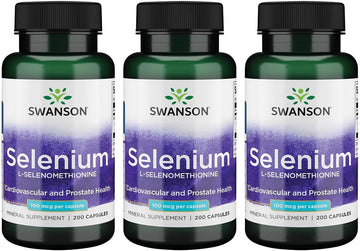 Swanson Selenium (L-Selenomethionine) 100 Mcg 200 Capsules (3 Pack)