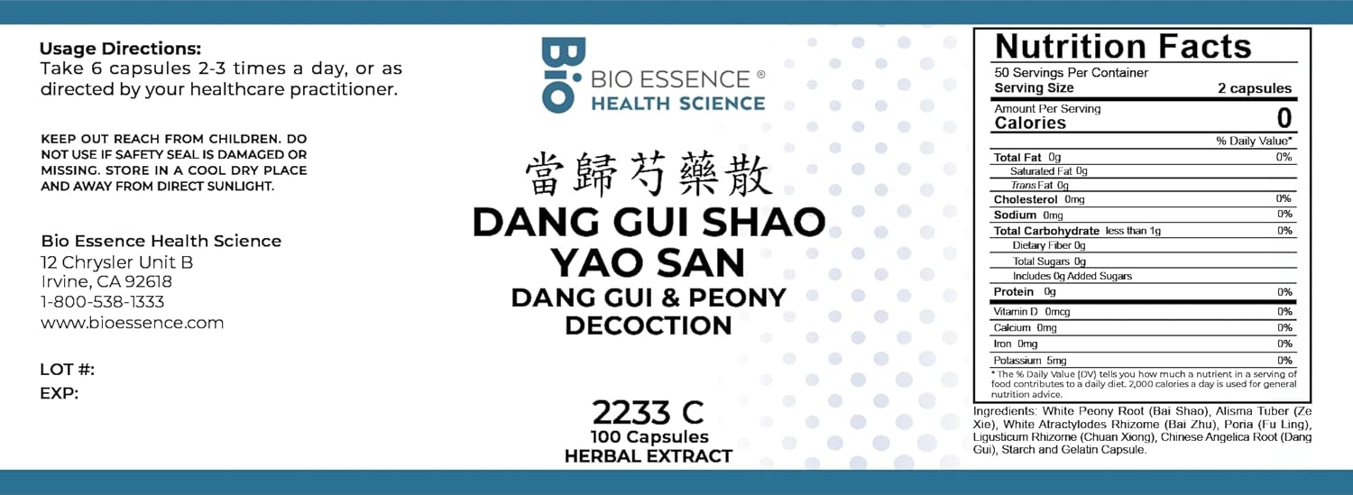 2233C Dang Gui Shao Yao San/Dang Gui&Peony Decoction 100 Capsules/Bottle (2 Bottles)