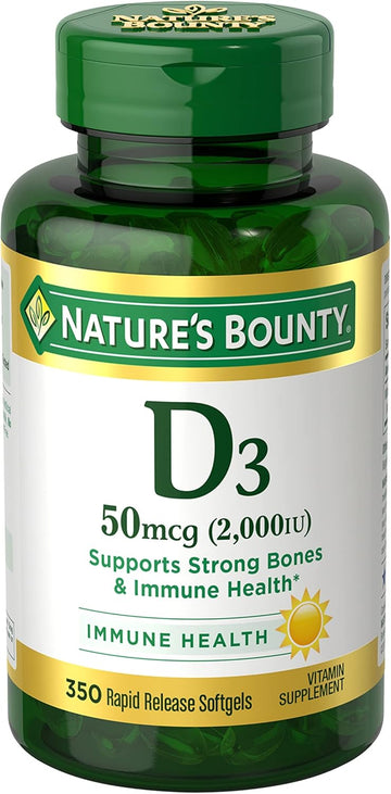 Nature'S Bounty Vitamin D, Immune Support, Vitamin Supplement, 2000 Iu, 50 Mcg, Softgels, 350 Ct