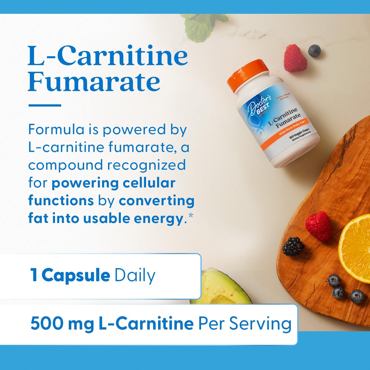 Doctors Best L-Carnitine Fumarate, Helps Burn Body Fat, Non-Gmo, Gluten Free, Soy Free, Vegan 180 Veggie Caps
