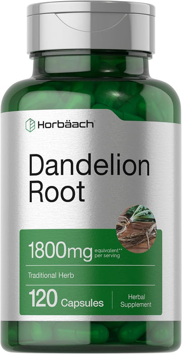 Horbäach Dandelion Root Supplement 1800mg | 120 Capsules | Non-GMO, Gluten Free