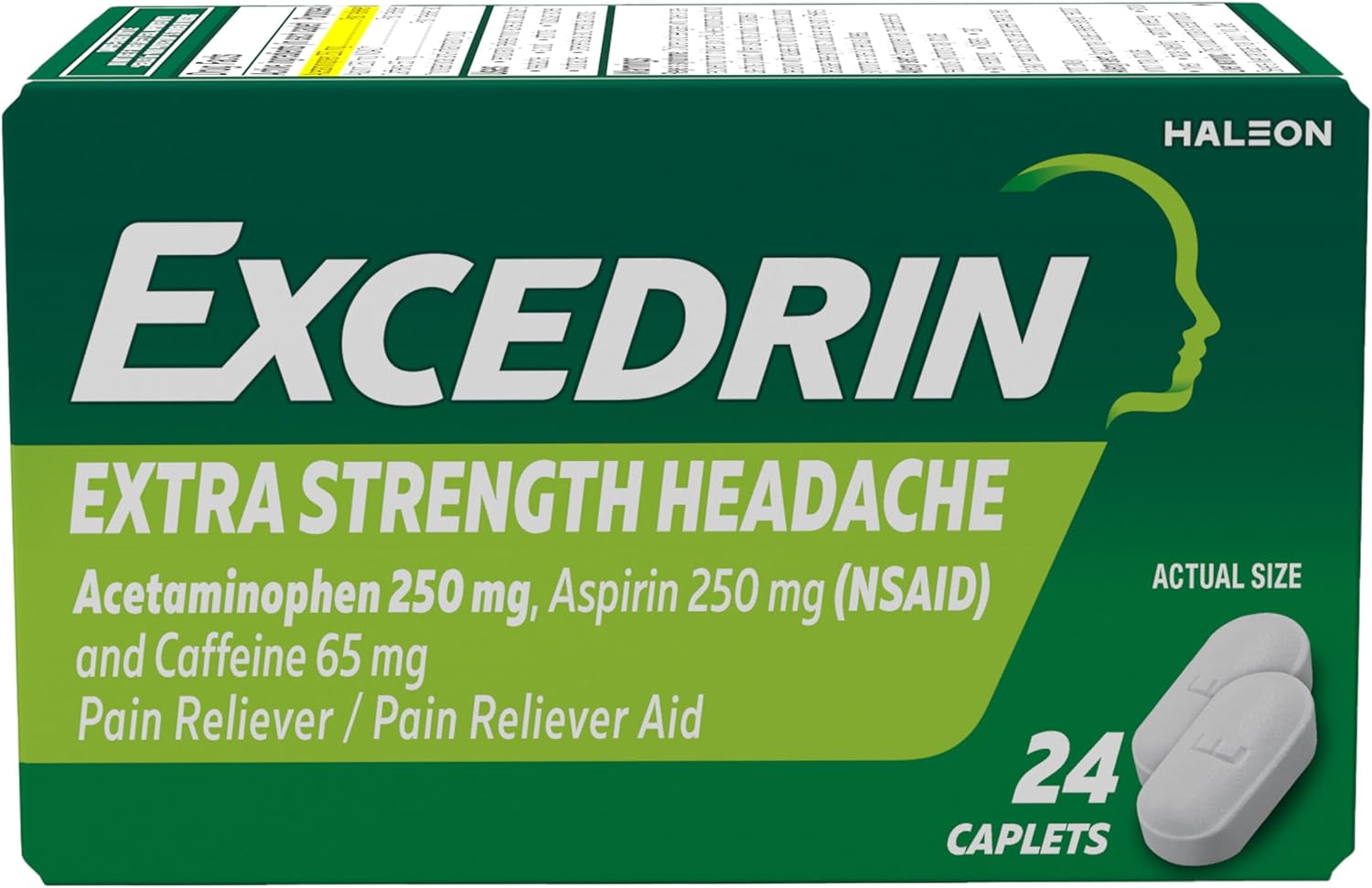 Excedrin Extra Strength Caplets For Headache Pain Relief, 24 Count