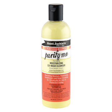 Aunt Jackie'S Flaxseed Recipes Purify Me Frizz-Fighting Moisturizing Co-Wash Hair Cleanser For Chronically Dry Hair And Protective Styling, 12 Fl Oz