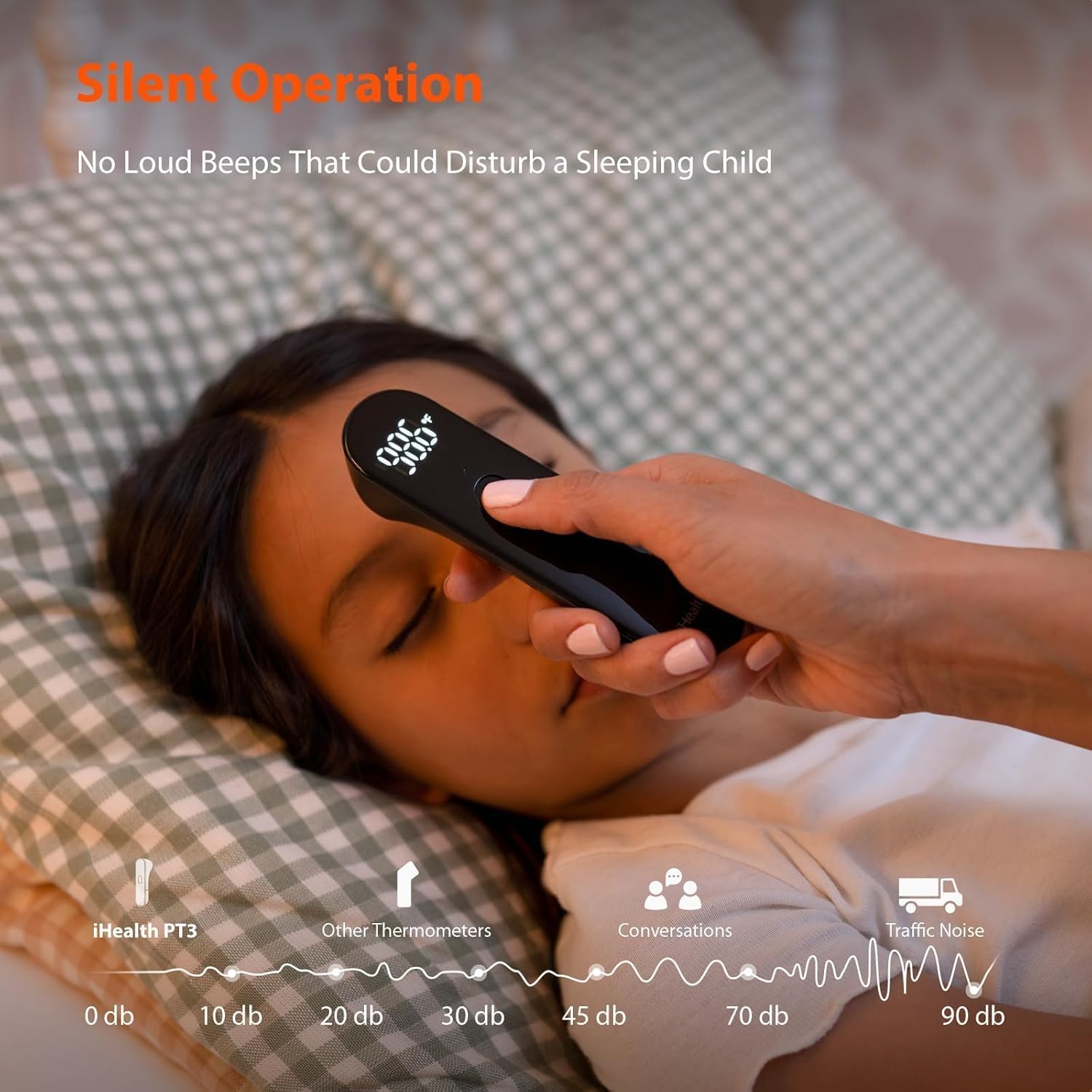 Ihealth No-Touch Digital Forehead Thermometer For Adults, Babies, Kids - Fsa Hsa Eligible, 3 Ultra-Sensitive Sensors, Quiet Vibration Feedback, Large Led Digits, Easy To Use For Home, Pt3 Black : Baby