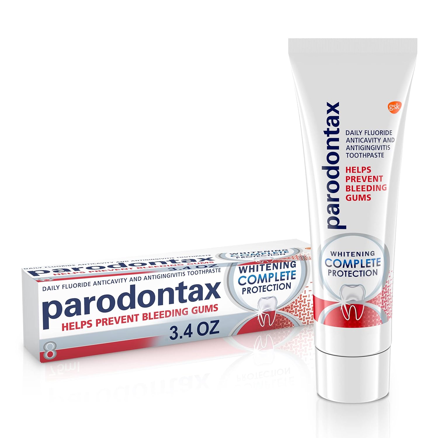 Parodontax Whitening Toothpaste For Bleeding Gums, Complete Protection Teeth Whitening And Gingivitis Treatment - 3.4 Ounce