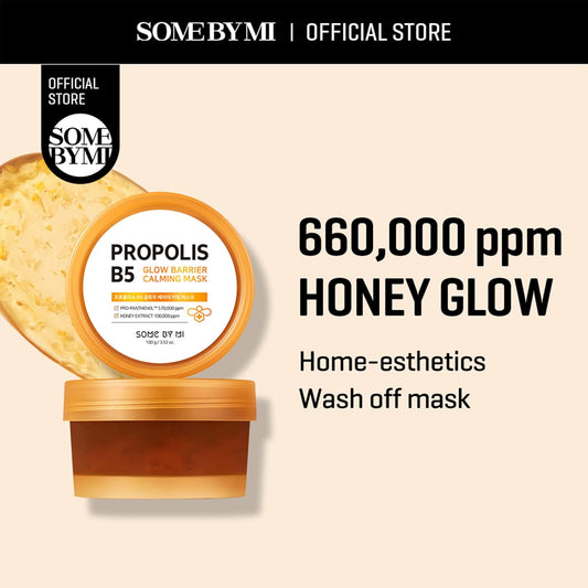 Some By Mi Propolis B5 Glow Barrier Calming Mask - 3.52Oz, 100G - Made From Panthenol And Honey Extracts For Sensitive Skin - Calming Effect And Strengthen Skin Barrier - Korean Skin Care