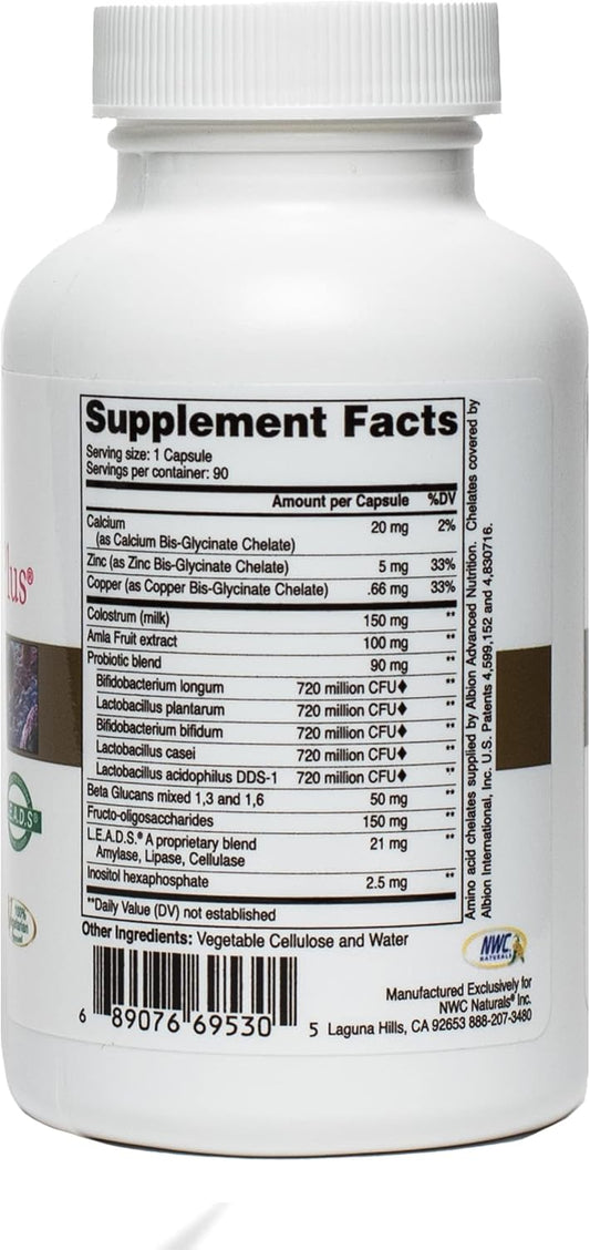 Nwc Naturals Pro-Biotics Plus, Natural Probiotics For Men, Women And Kids, Immune System Support Vegetarian Supplement, Supports Good Digestive Health, Probiotic And Prebiotic, 90 Capsules