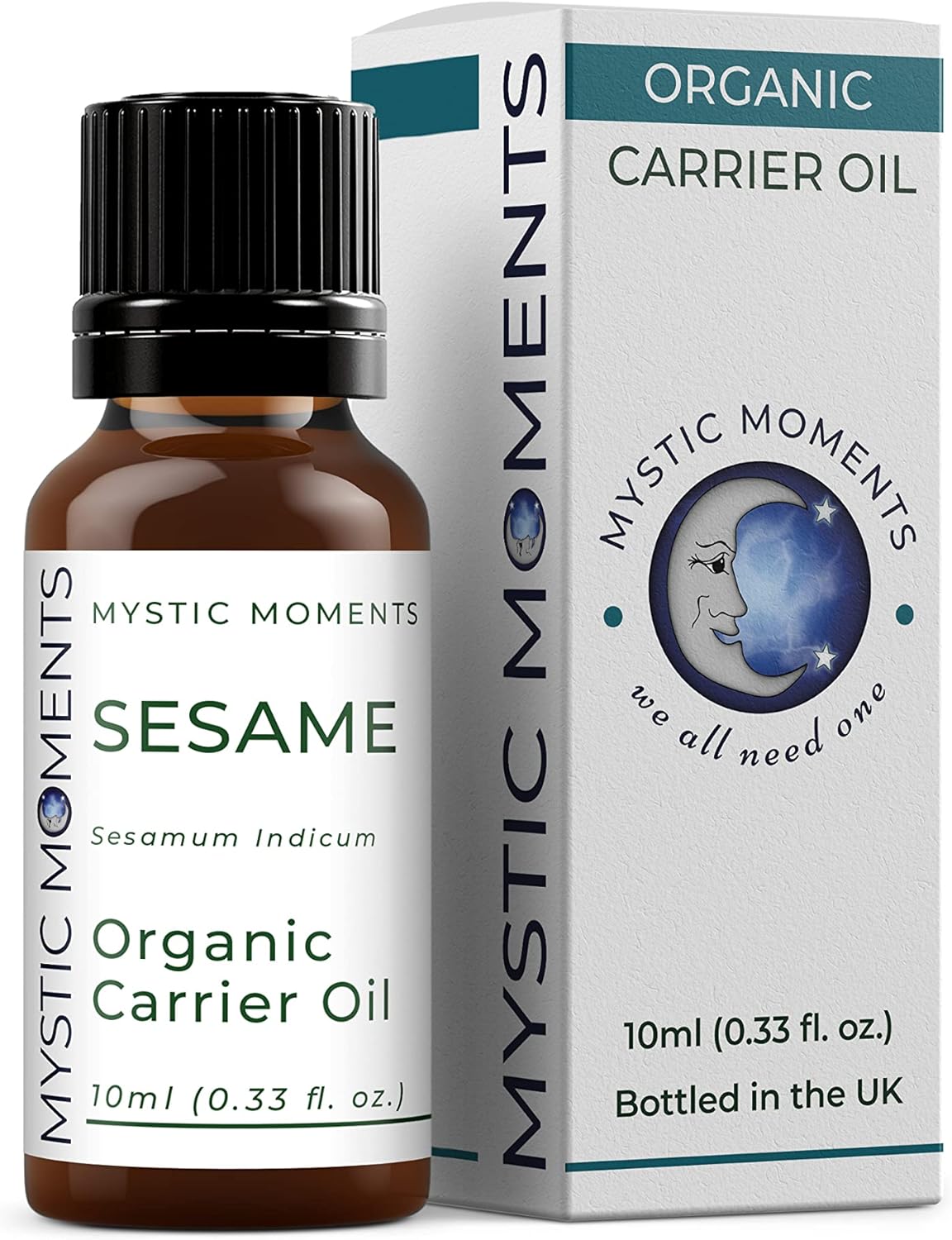 Mystic Moments | Organic Sesame Carrier Oil 10ml - Pure & Natural Oil Perfect for Hair, Face, Nails, Aromatherapy, Massage and Oil Dilution Vegan GMO Free