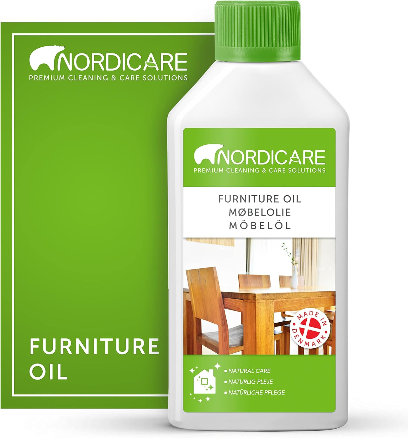 Nordicare Wood Oil Colorless - Premium Walnut Oil, Teak Oil, Wood Oil Furniture for Oak, Beech, Teak, Walnut, Pine, Larch - Natural Furniture Wood Oil - Made in Denmark - for Indoor Use (9.3 oz)