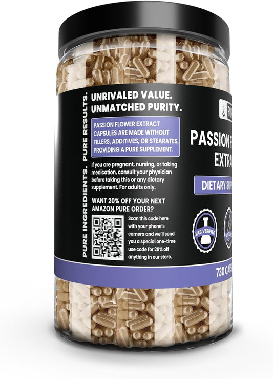 Pure Original Ingredients Passion Flower Extract (730 Capsules) No Magnesium Or Rice Fillers, Always Pure, Lab Verified
