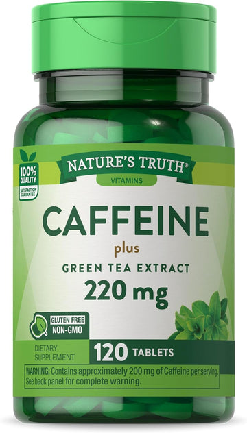 Caffeine Pills | 220Mg | 120 Count | With Green Tea Extract | Vegetarian, Non-Gmo & Gluten Free Supplement | By Nature'S Truth
