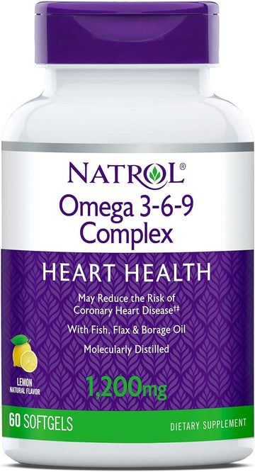 Natrol Omega 3-6-9 Complex Softgels, 1,200mg, 60 Count