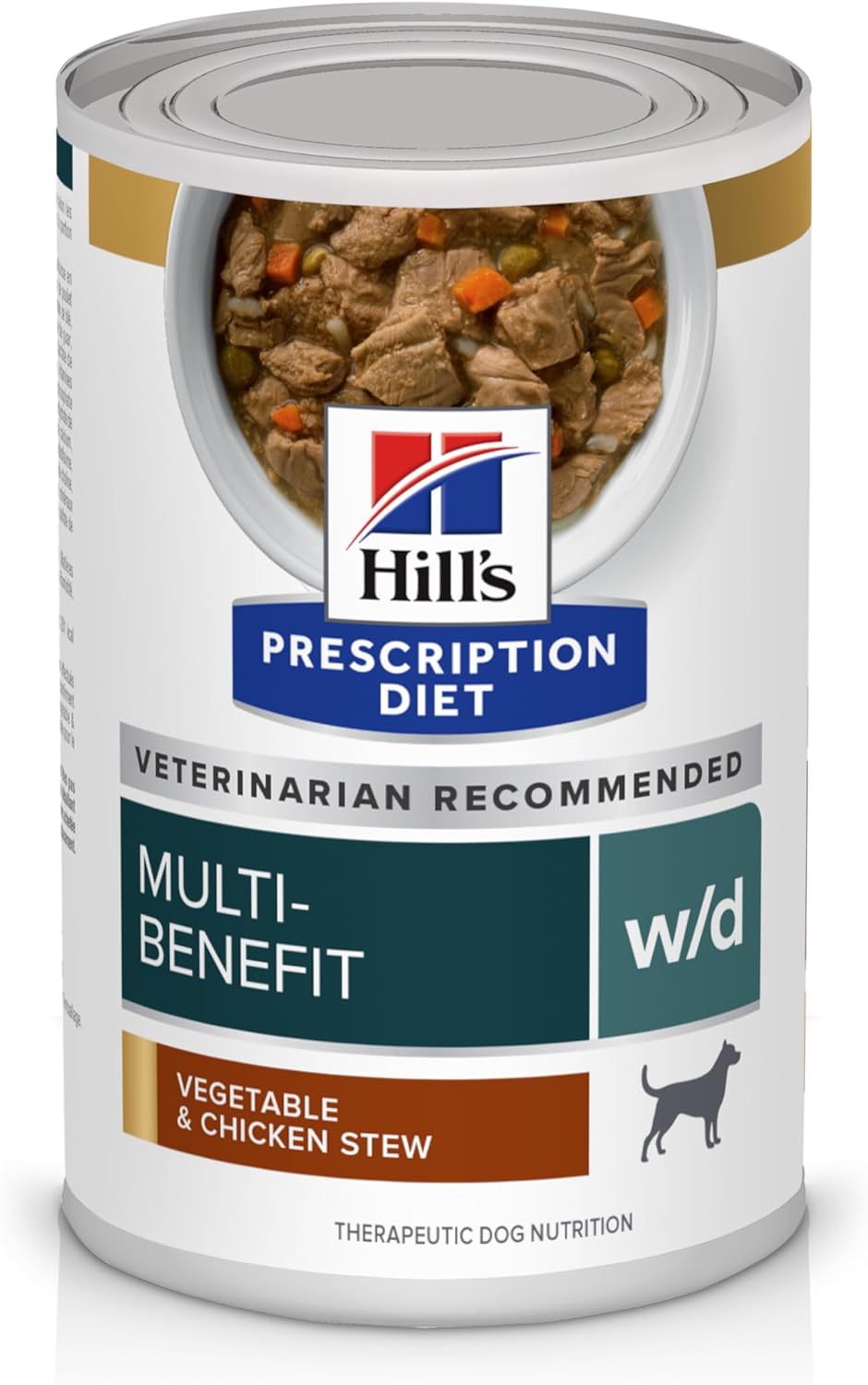 Hill'S Prescription Diet W/D Multi-Benefit Digestive/Weight/Glucose/Urinary Management Vegetable & Chicken Stew Wet Dog Food, Veterinary Diet, 12.5 Oz (Pack Of 12)