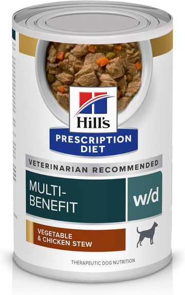 Hill'S Prescription Diet W/D Multi-Benefit Digestive/Weight/Glucose/Urinary Management Vegetable & Chicken Stew Wet Dog Food, Veterinary Diet, 12.5 Oz (Pack Of 12)