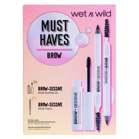 Wet N Wild Must-Have Brow Kit, Eyebrow Pencils, Spoolie Brush, Clear Brow Gel (1180440)