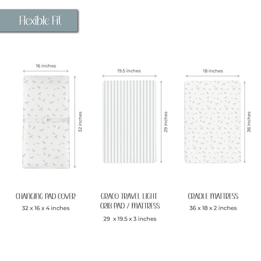 Ely'S & Co. Changing Pad Cover - Cradle Sheet Set 2 Pack 100% Jersey Cotton For Baby Boy Blue Dragonflies + Stripes