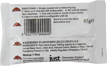 (2 Pack) - Just Wholefoods - Raspberry Jelly Crystals | 85g | 2 PACK BUNDLE