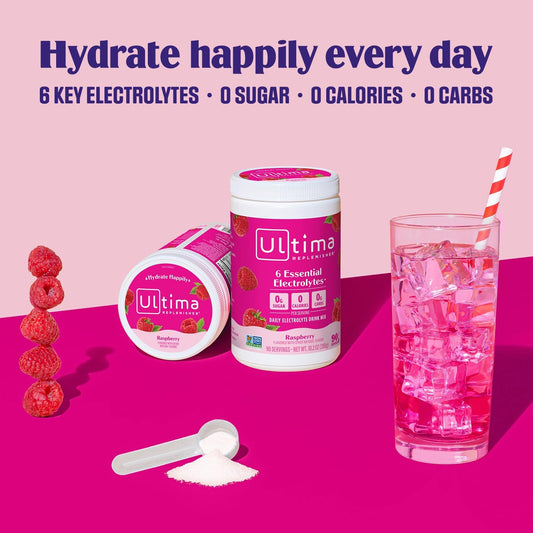 Ultima Replenisher Electrolyte Drink Mix Bundle – Lemonade & Raspberry, 90 Servings – Hydration Powder - 6 Key Electrolytes & Trace Minerals – Keto Friendly, Non- Gmo & Sugar-Free Electrolyte Powder