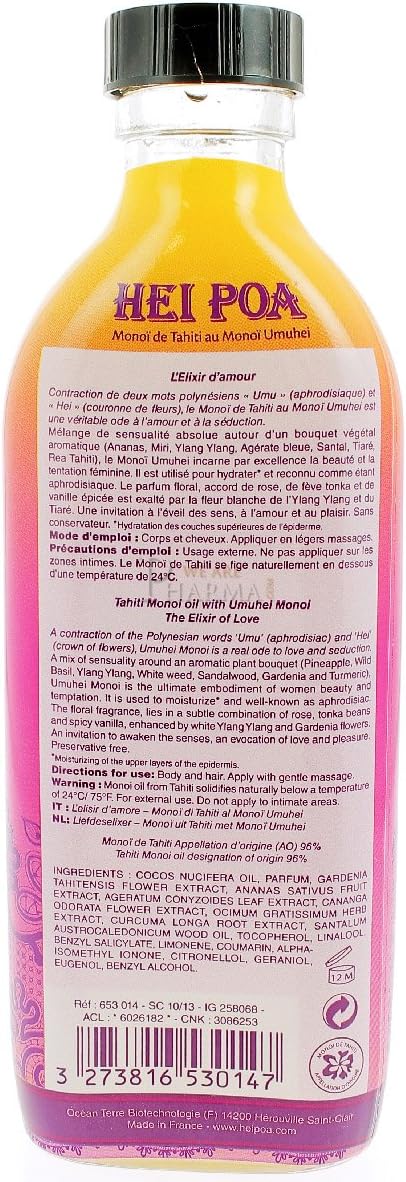 Hei Poa Elixir D'Amour Tahiti Monoï With Umuhei Monoï 200Ml