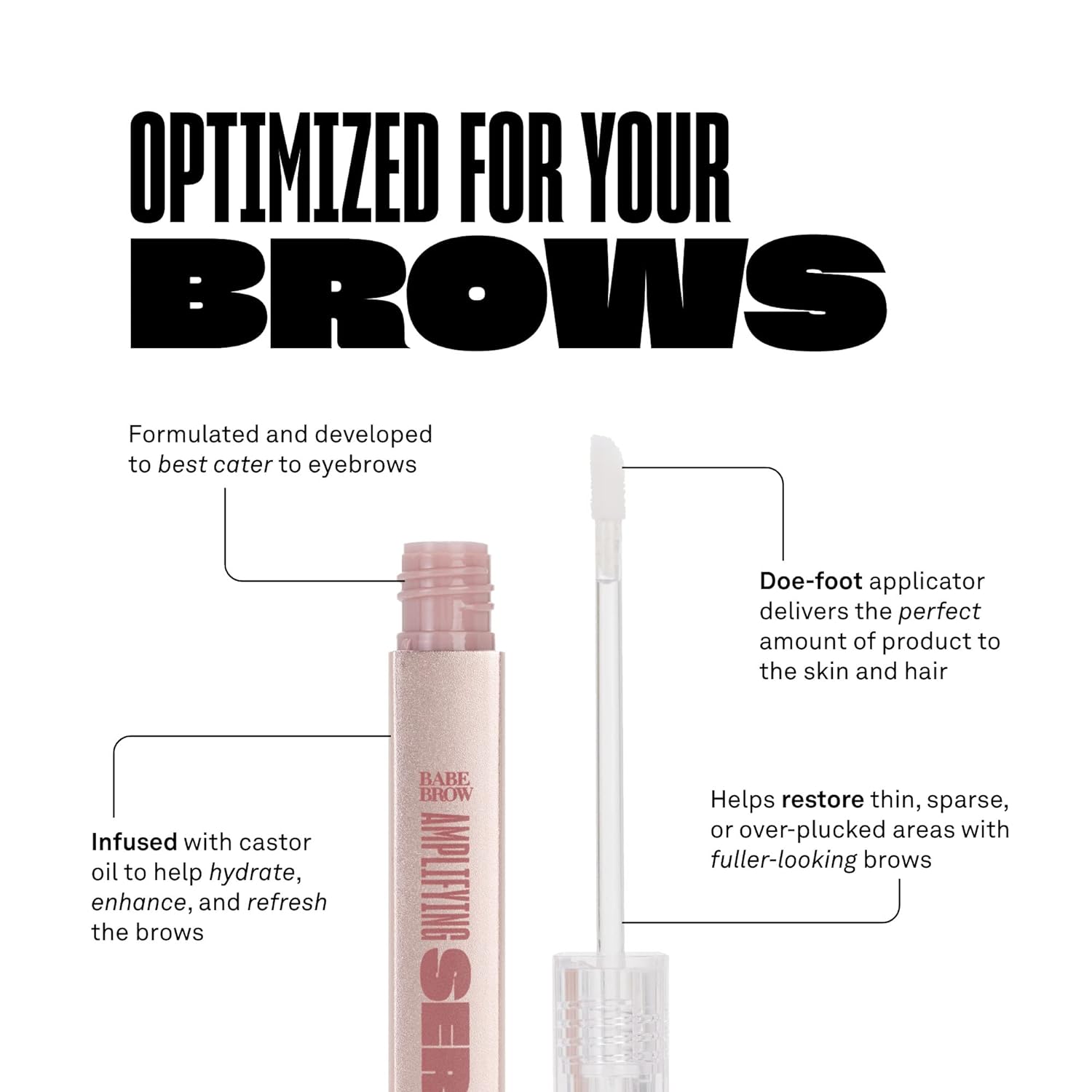 Babe Original Eyebrow Serum For Thicker Brows - Brow Serum With Castor Oil, Biotin, Repairing Amino Acids : Beauty & Personal Care