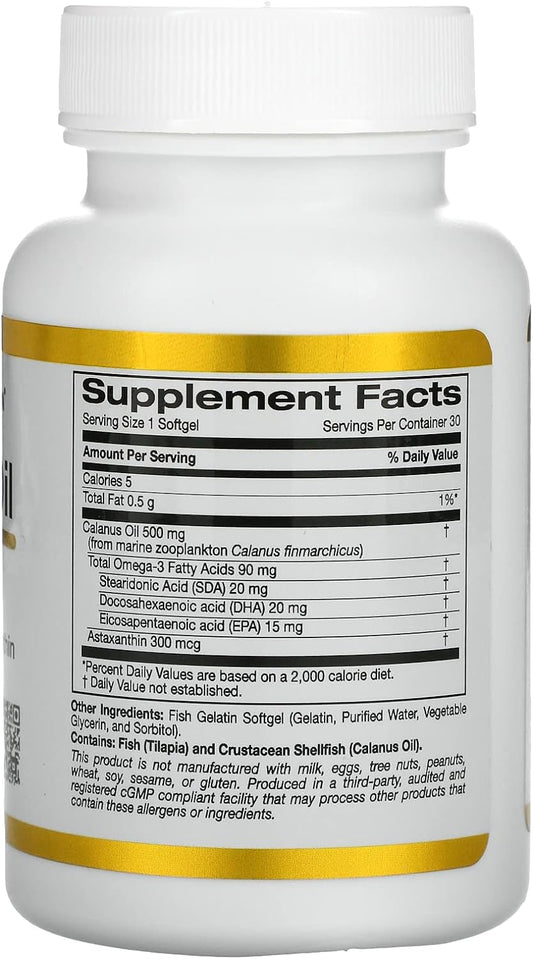 California Gold Nutrition Calanus Oil, 500 mg, 30 Fish Gelatin Softgels