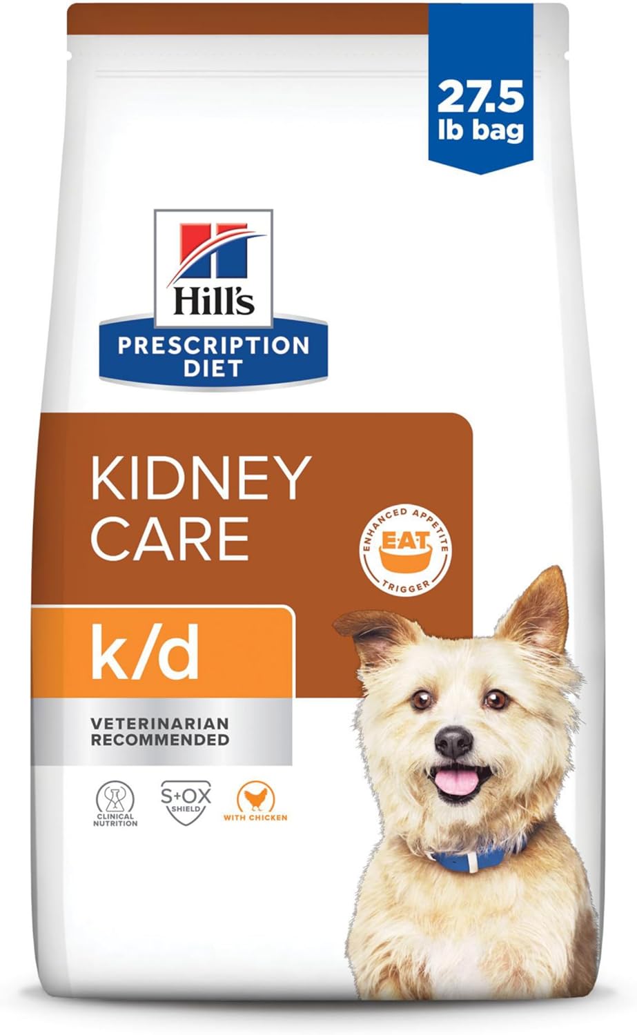 Hill'S Prescription Diet K/D Kidney Care With Chicken Dry Dog Food, Veterinary Diet, 27.5 Lb. Bag