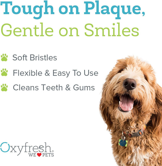 Oxyfresh Premium Pet Toothbrush – Easy Dog Teeth Cleaning – Helps Remove Plaque & Tartar – Gentle on Gums – Includes 6 Soft Cat & Dog Finger Toothbrushes (Large)