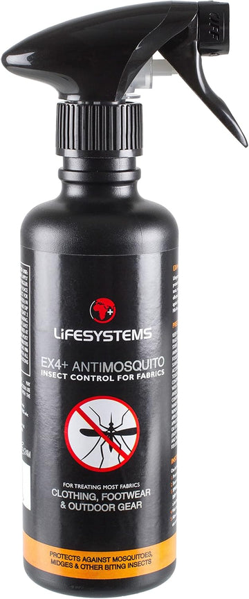 Lifesystems Ex4 Anti Mosquito Clothing, Footwear And Outdoor Gear Treatment - 350 Ml Spray | Protect Against Mosquitoes, Midges, Biting Insects, Black