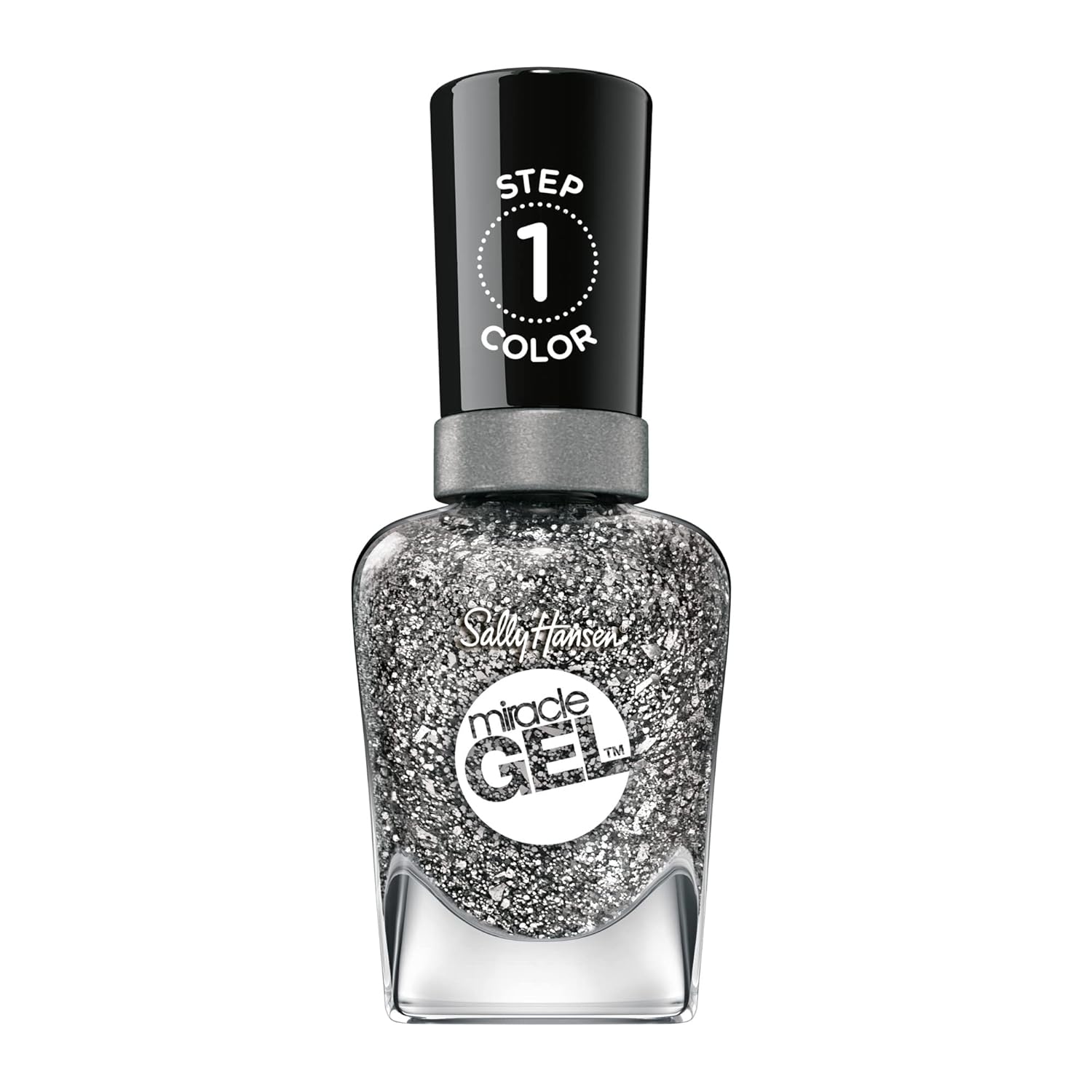 Sally Hansen Miracle Gel™, Deep Sea Diamond, Long Lasting, Gel-Like Formula, No Uv Lamp Needed, Silver Glitter Nail Polish