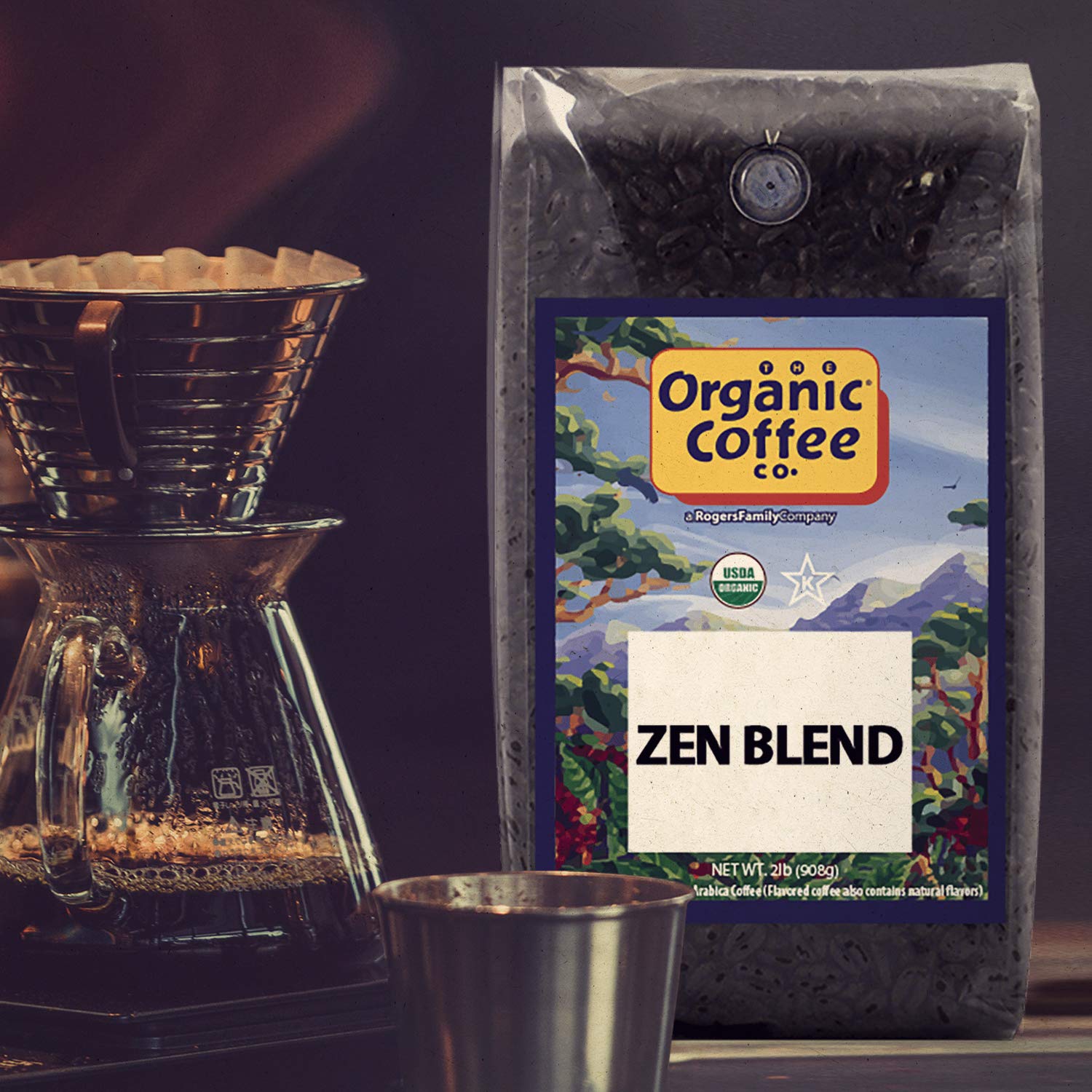 The Organic Coffee Co. Whole Bean Coffee - Zen Blend (2lb Bag), Medium Roast, USDA Organic : Roasted Coffee Beans : Grocery & Gourmet Food