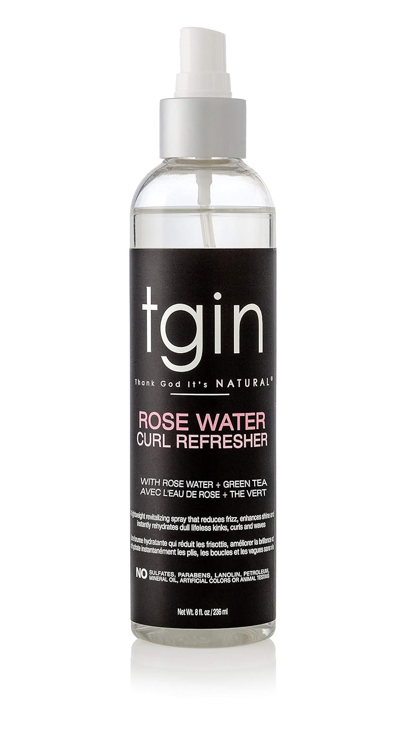 tgin Rose Water Curl Refresher for Curls - Natural Hair - Braids - Loc Spray - Protective Styles - 8 Oz