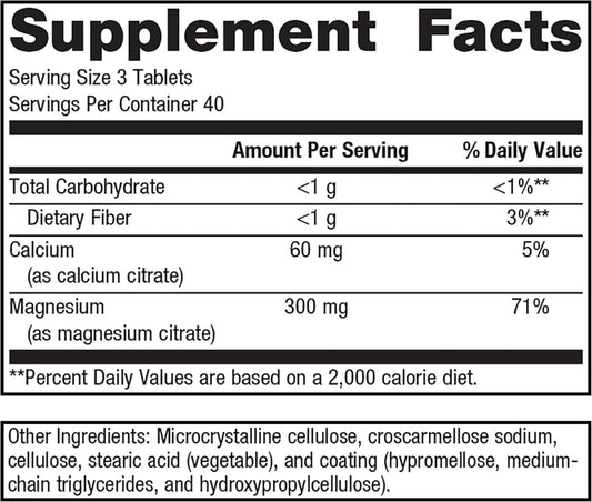 Metagenics Mag Citrate - 300 Mg Magnesium & 60 Mg Calcium (As Citrates) - Muscle & Bone Health Support* - Gluten-Free & Vegetarian - 120 Count