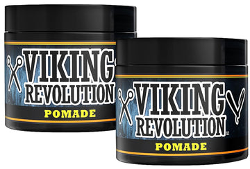 Viking Revolution Pomade For Men 4Oz - Firm Strong Hold & High Shine For Classic Styling - Water Based & Easy To Wash Out (2 Pack)