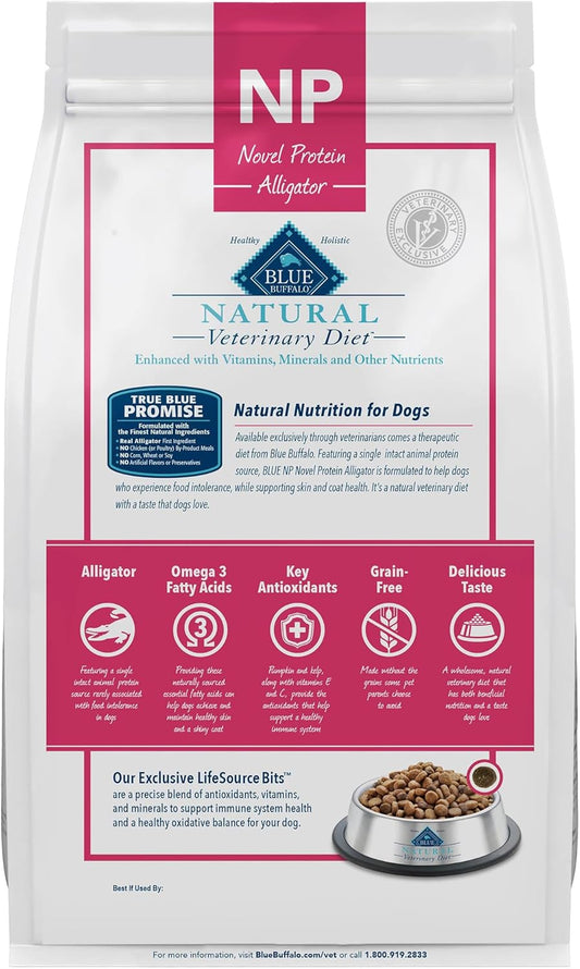 Blue Buffalo Natural Veterinary Diet Np Novel Protein Dry Dog Food, Food Sensitivity Formula, Veterinarian Prescription Required, Alligator, 22-Lb. Bag