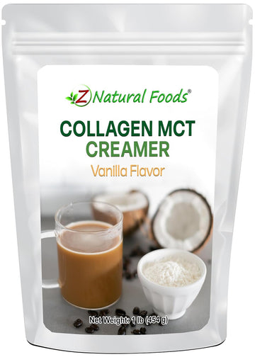 Z Natural Foods Collagen Mct Oil Creamer - Pure Mct Creamer Powder With Collagen Peptides - Collagen Creamer For Coffee, Tea & Culinary Use - Healthy Creamer, Keto & Paleo Friendly, Vanilla, 1 Lb