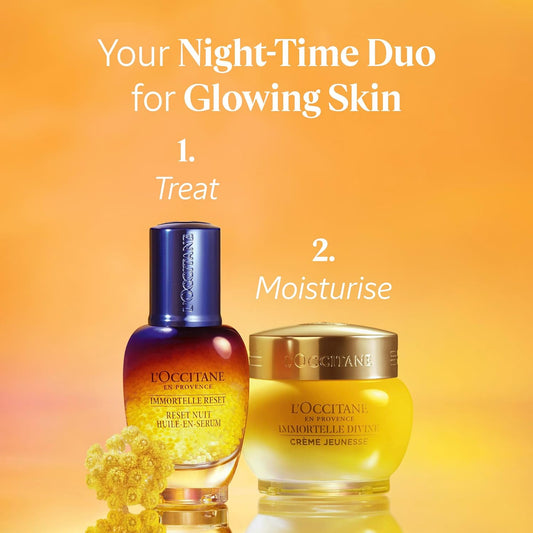 L'Occitane Immortelle Overnight Reset Oil-In-Serum: More Radiant Skin In 1 Night, Smooth Fine Lines, Revitalize Dull Skin, Award-Winner